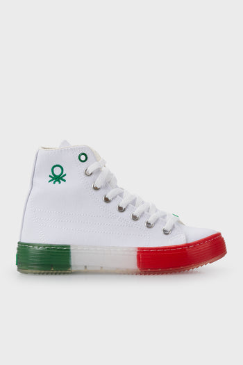 United Colors Of Benetton Bilekli Sneaker Bayan Ayakkabı BN-30697 BEYAZ-KIRMIZI