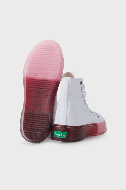 United Colors Of Benetton Bilekli Sneaker Bayan Ayakkabı BN-30697 BEYAZ-PEMBE