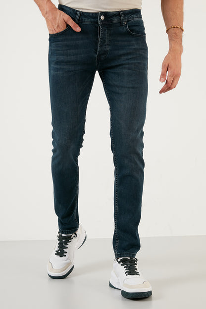 Buratti Pamuklu Normal Bel Slim Fit Dar Paça Jeans Erkek Kot Pantolon 1000H126NAPOLI LACİVERT