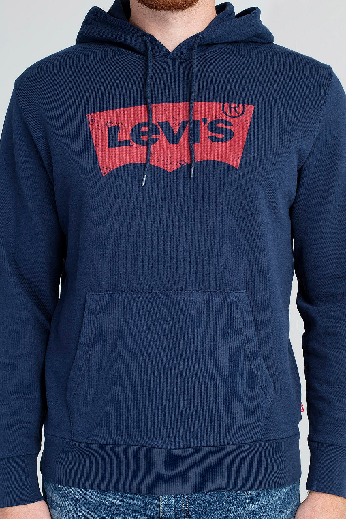Levi's Logo Baskılı Kapüşonlu % 100 Pamuk Erkek Sweat 19622-0007 LACİVERT
