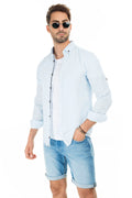 Buratti Regular Fit Düğmeli Yaka % 100 Pamuk Erkek Gömlek CF20S111871 AÇIK MAVİ