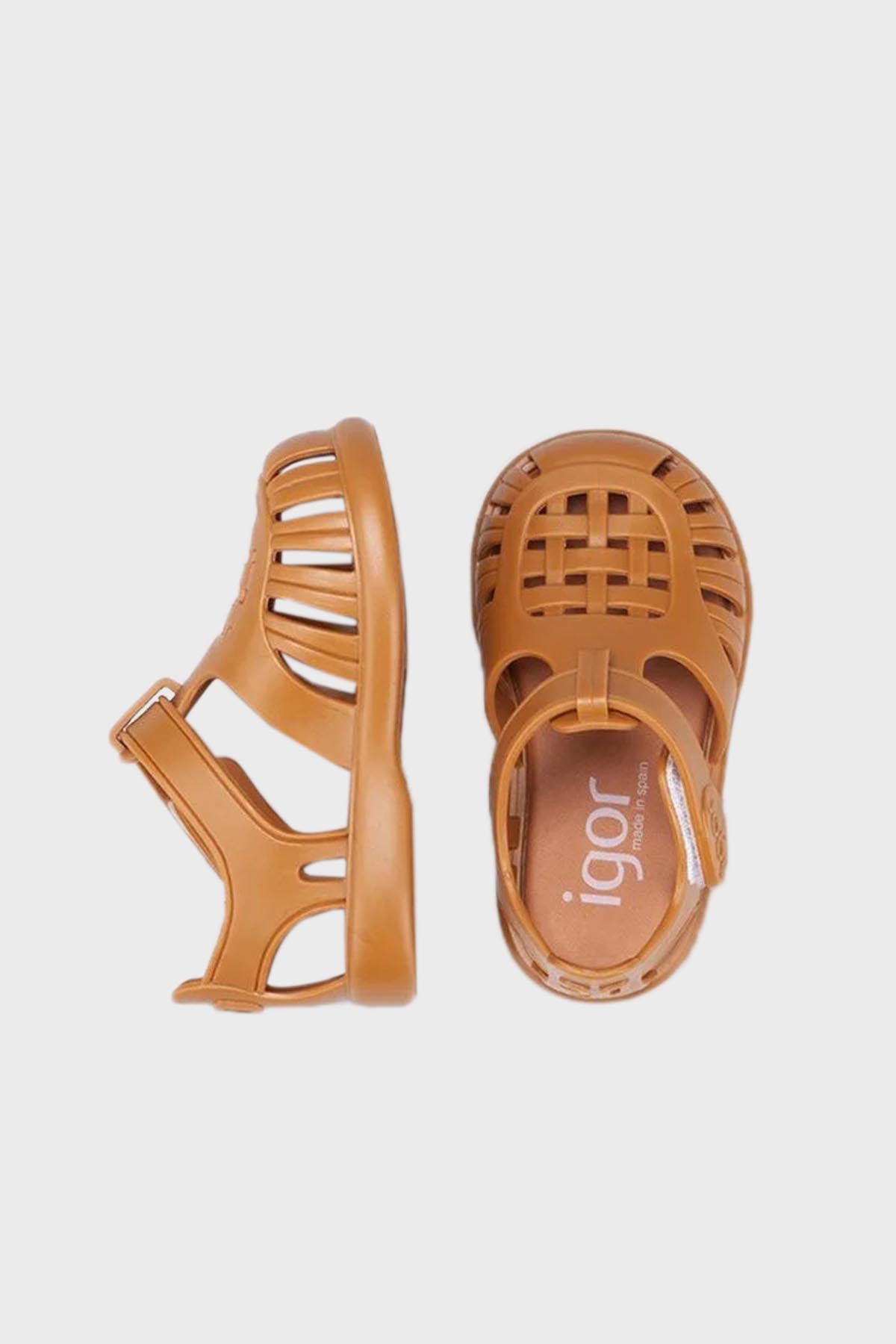 Igor Kaymayı Önleyen Flex Foam Cırtlı Unisex Çocuk Sandalet S10271 KARAMEL