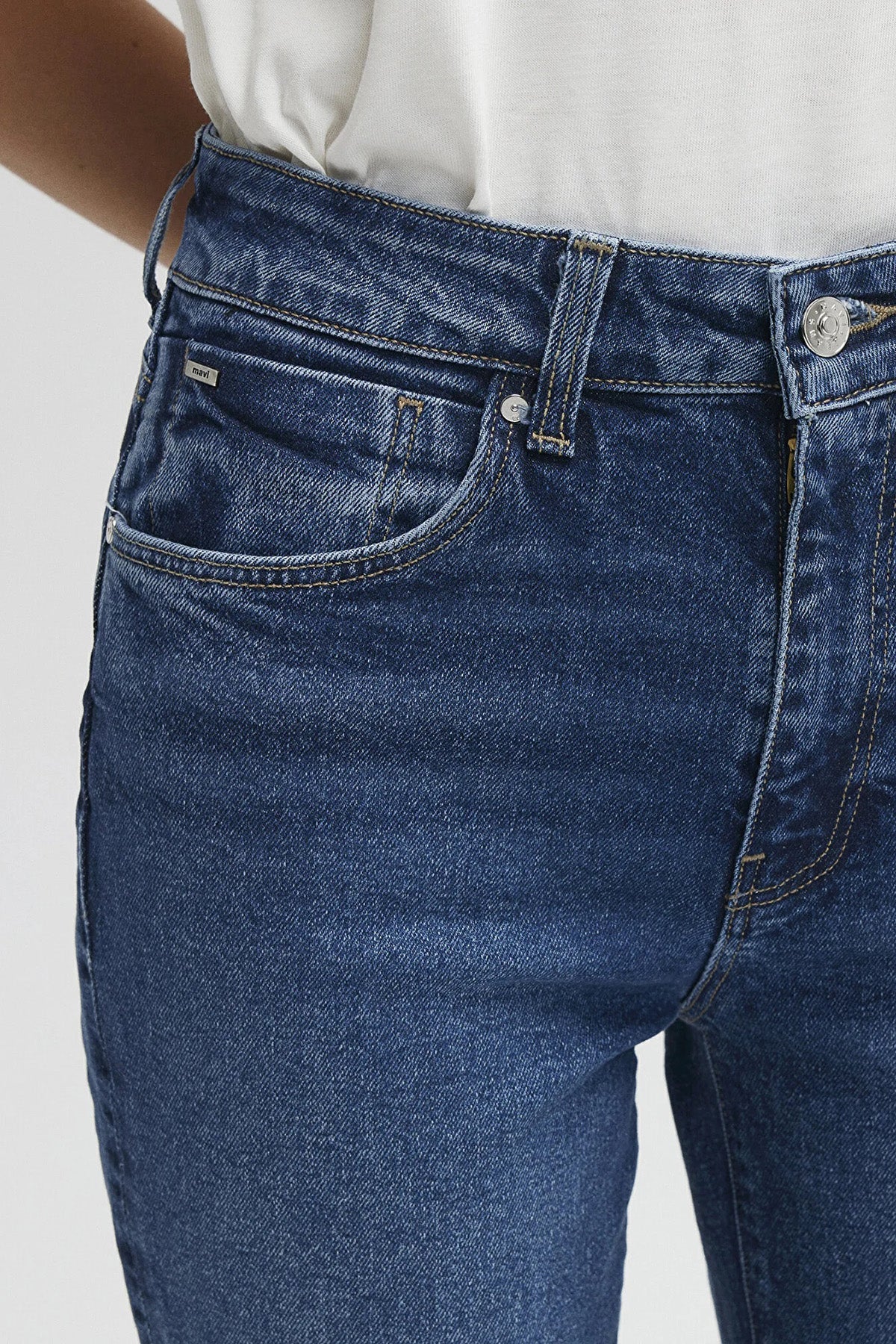 Mavi Viola Streç Pamuklu Slim Straight Yüksek Bel Düz Paça Jeans Bayan Kot Pantolon 101048-85290 KOYU MAVİ