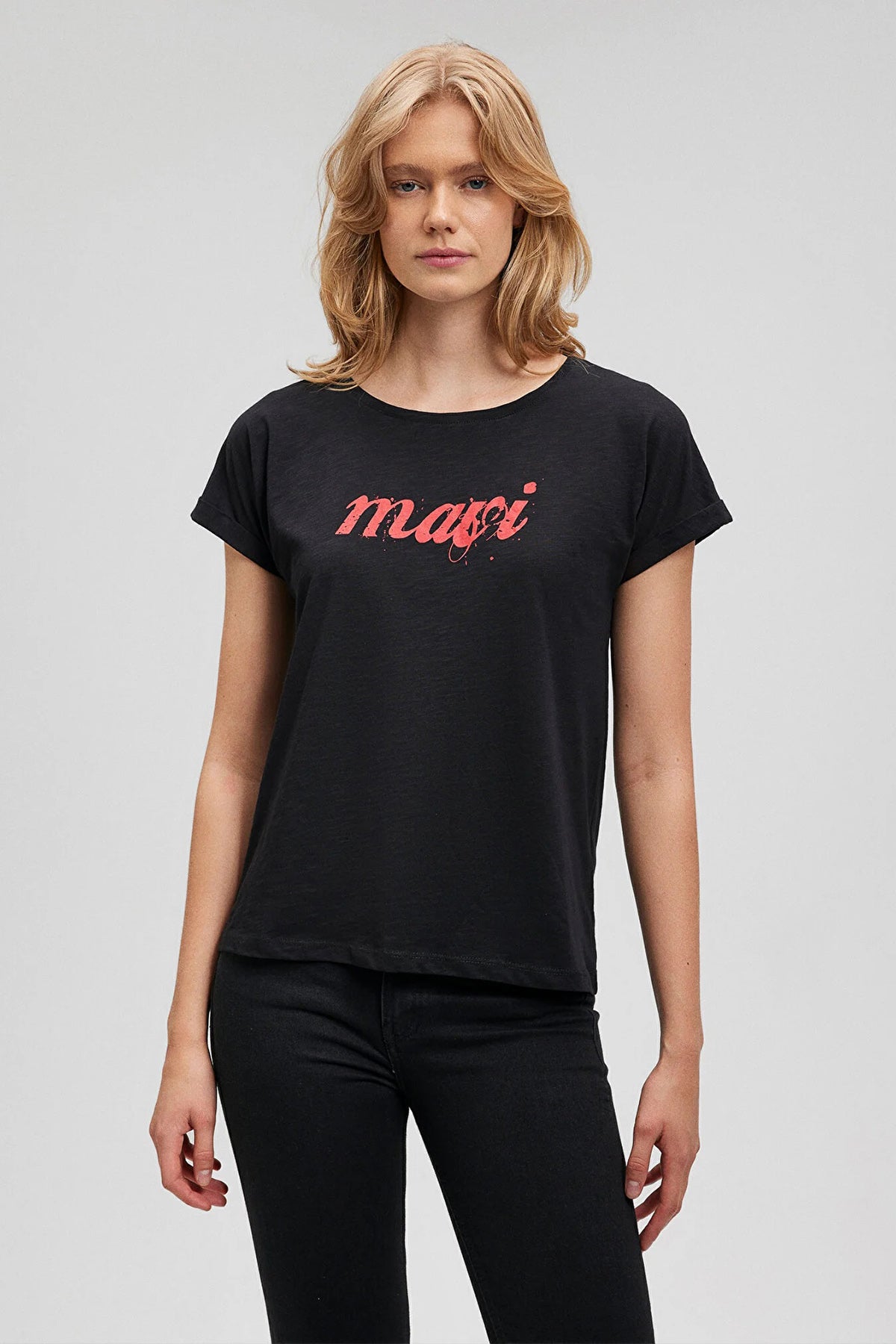 Mavi % 100 Pamuk Loose Fit Bisiklet Yaka Bayan T Shirt 166422-900 SİYAH