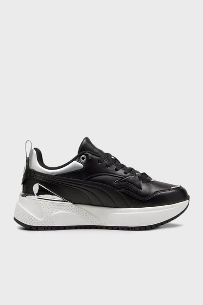 Puma R78 Disrupt Metallic Logolu Kalın Tabanlı Sneaker Bayan Ayakkabı 39780302 SİYAH-BEYAZ