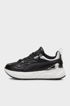 Puma R78 Disrupt Metallic Logolu Kalın Tabanlı Sneaker Bayan Ayakkabı 39780302 SİYAH-BEYAZ