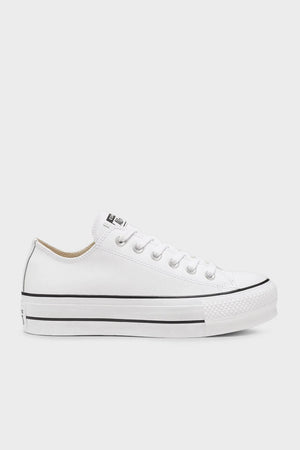 Converse Logolu Hakiki Deri Platform Taban Sneaker Bayan Ayakkabı 561680C 102 BEYAZ