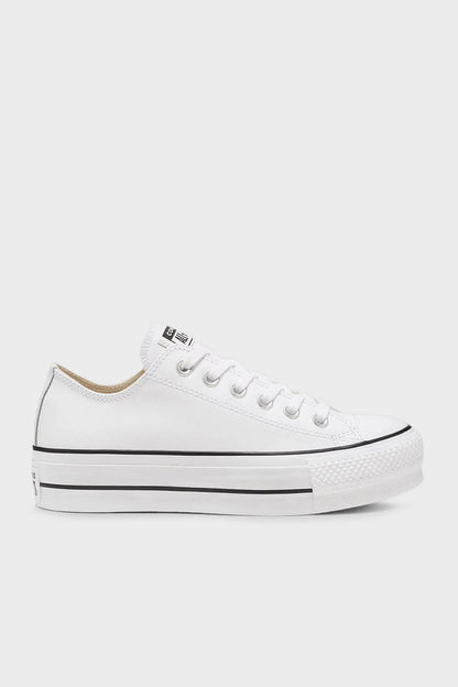 Converse Logolu Hakiki Deri Platform Taban Sneaker Bayan Ayakkabı 561680C 102 BEYAZ