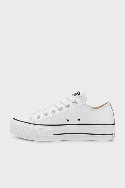 Converse Logolu Hakiki Deri Platform Taban Sneaker Bayan Ayakkabı 561680C 102 BEYAZ