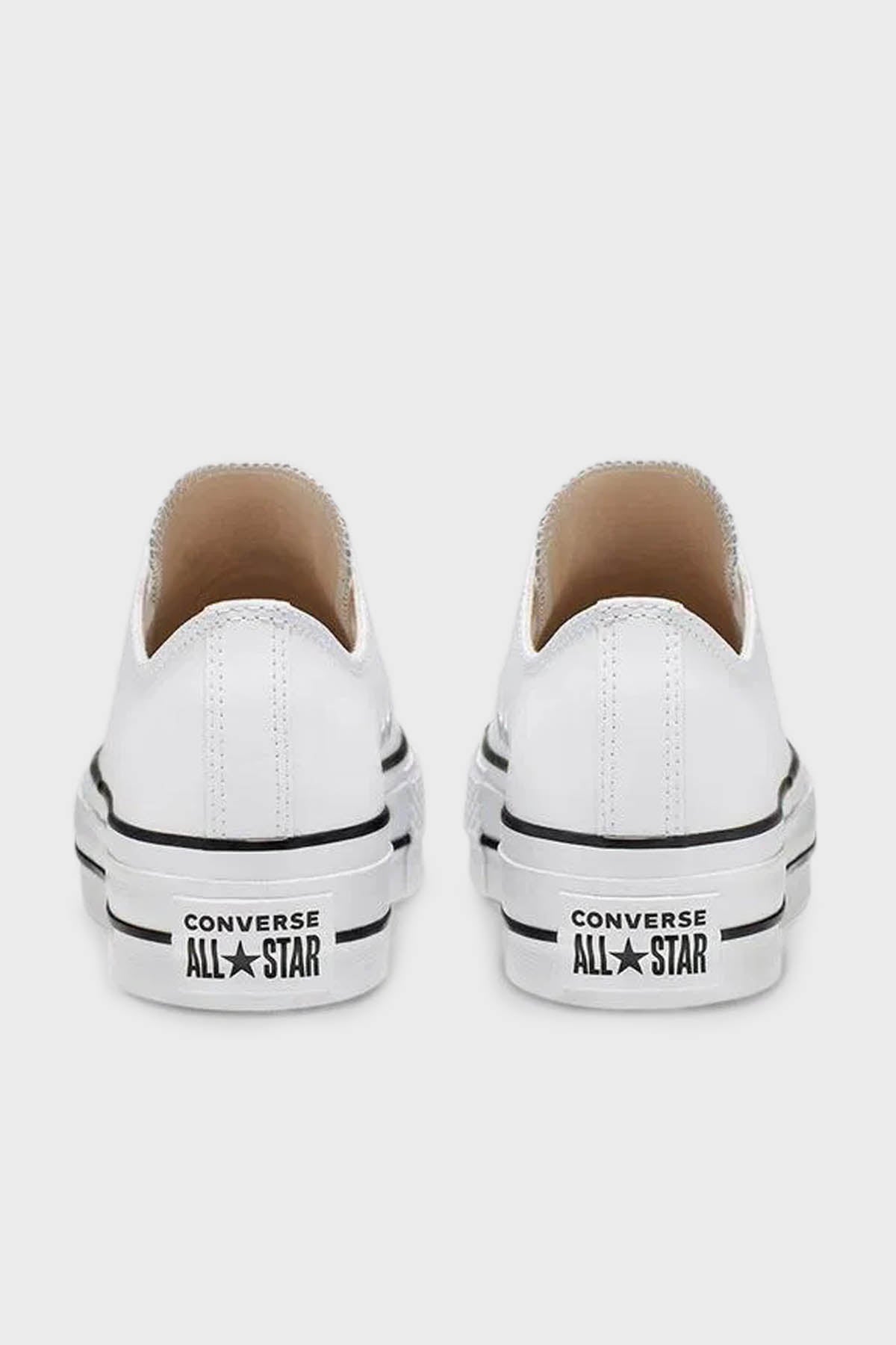 Converse Logolu Hakiki Deri Platform Taban Sneaker Bayan Ayakkabı 561680C 102 BEYAZ