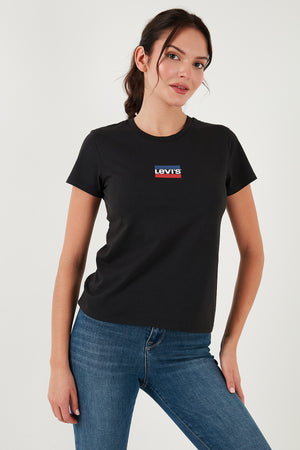 Levi's %100 Pamuklu Regular Fit Bisiklet Yaka Logolu Bayan T Shirt A2086-0258 SİYAH