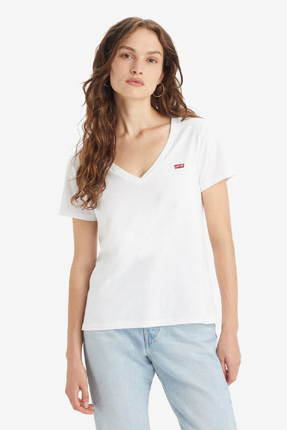 Levi's Pamuklu Regular Fit V Yaka Logolu Bayan T Shirt A3170-0024 BEYAZ