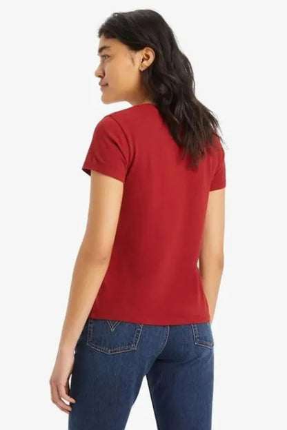 Levi's % 100 Pamuk Relaxed Fit V Yaka Bayan T Shirt A3170-0026 BORDO