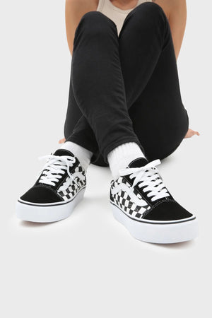 Vans UA Old Skool Deri Sneaker Bayan Ayakkabı VN0A3B3UHRK1 SİYAH-BEYAZ