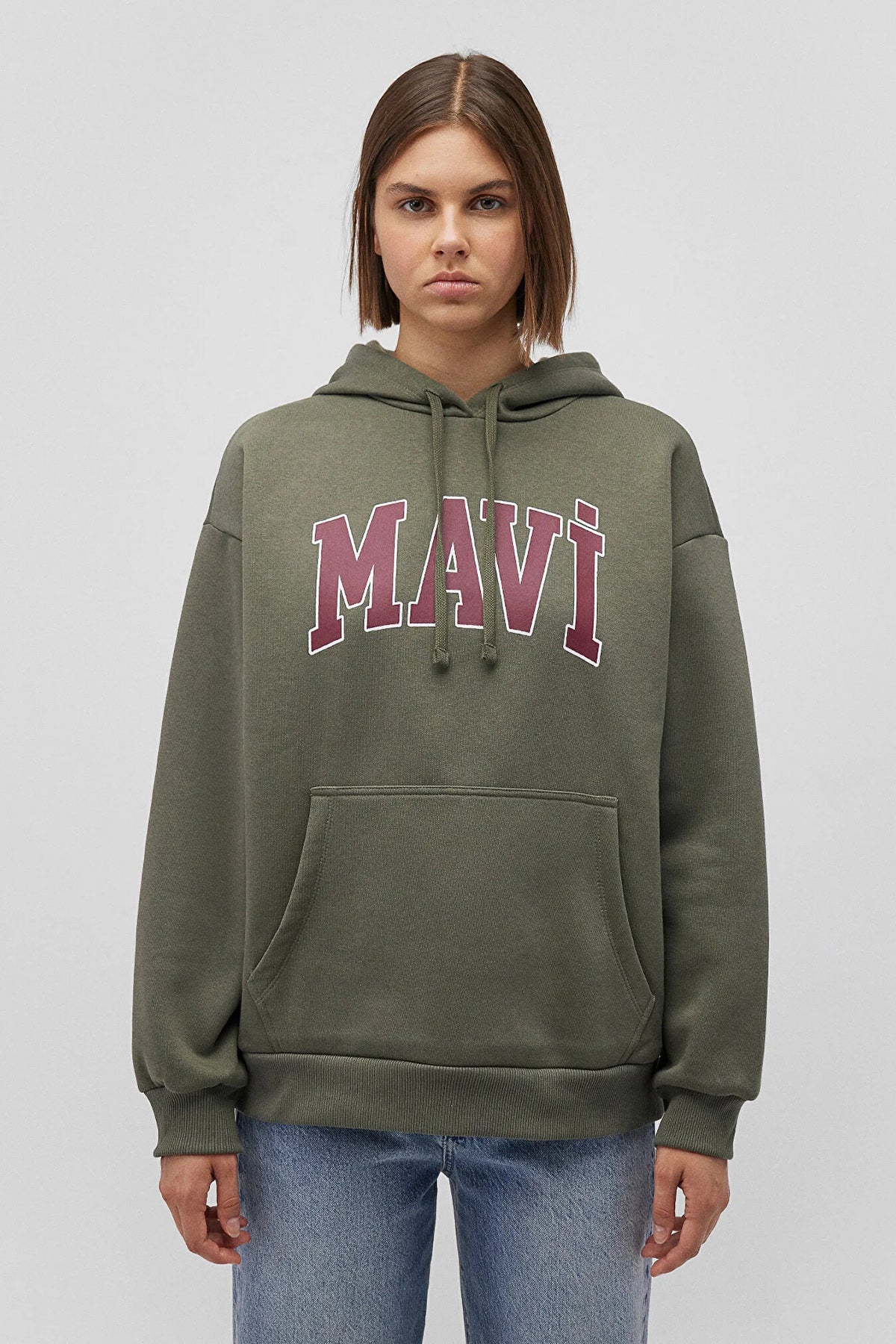 Mavi Pamuklu Şardonlu Oversize Fit Kapüşonlu Bayan Sweat 1600361-71581 HAKİ