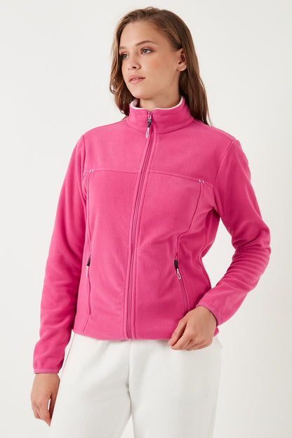 Lela Slim Fit Anti-Pilling Tüylenme Yapmayan Fermuarlı Cepli  Hırka Bayan Polar 5907002 PEMBE