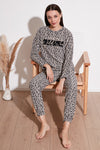 Lela Leopar Desenli Regular Fit Bisiklet Yaka Bayan Pijama Takımı 6571008 LEOPAR