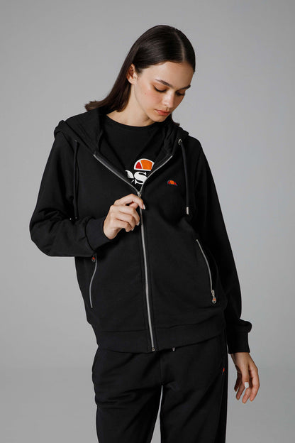 Ellesse Pamuklu Regular Fit Kapüşonlu Yaka Fermuarlı Bayan Sweat EF171-BK SİYAH