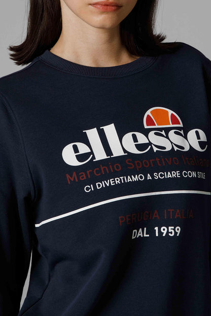 Ellesse Pamuklu Regular Fit Logolu Bisiklet Yaka Bayan Sweat EF180-NV LACİVERT