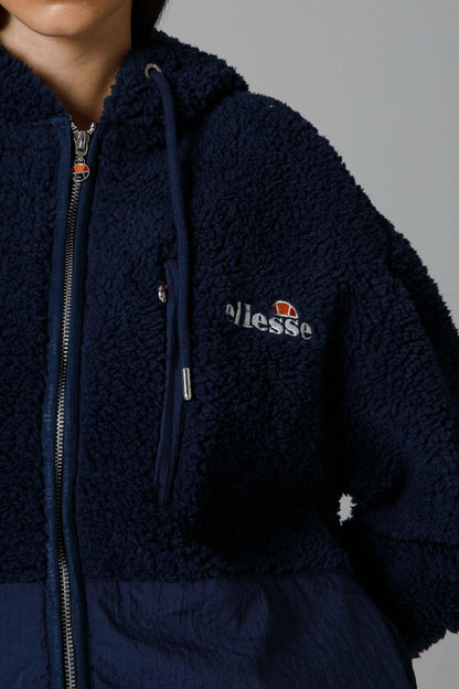 Ellesse Yumuşak Dokulu Regular Fit Kapüşonlu Peluş Bayan Mont EF181-NV LACİVERT