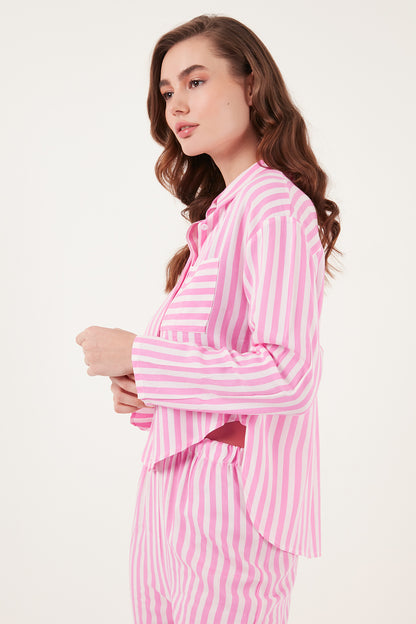 Lela Desenli Rahat Kesim Bol Paça Yazlık Bayan Pijama Takımı 6110014 PEMBE