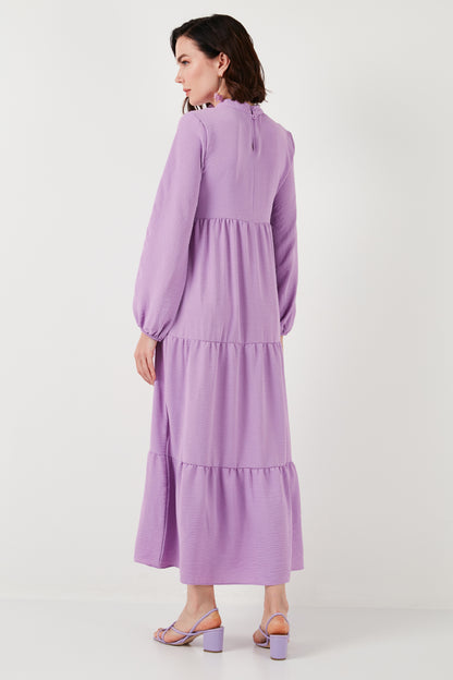 Lela Modest Regular Fit Dik Yaka Uzun Bayan Elbise 611EL545 EFLATUN