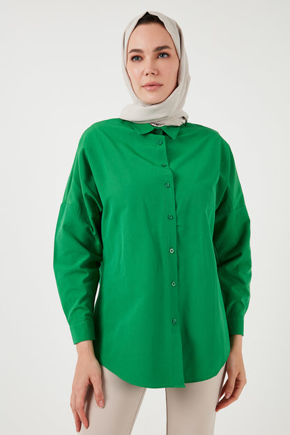 Lela Pamuklu Relaxed Fit Düşük Omuz Bayan Gömlek 66939002S4 BENETTON