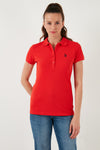 U.S. Polo Assn Pamuklu Slim Fit Bayan Polo Yaka T Shirt G082GL0111567331 KIRMIZI