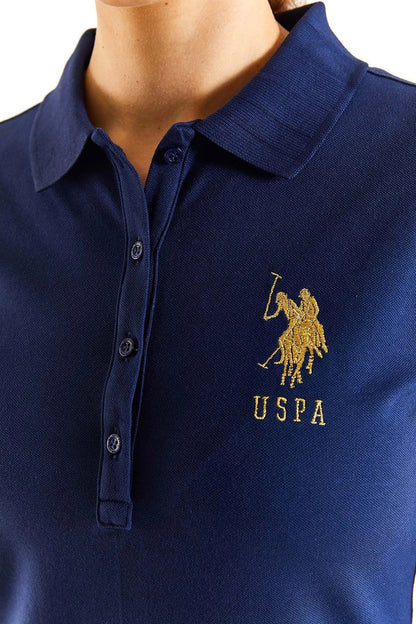 U.S. Polo Pamuklu Slim Fit Polo Yaka Bayan Elbise G082SZ0751806726 LACİVERT