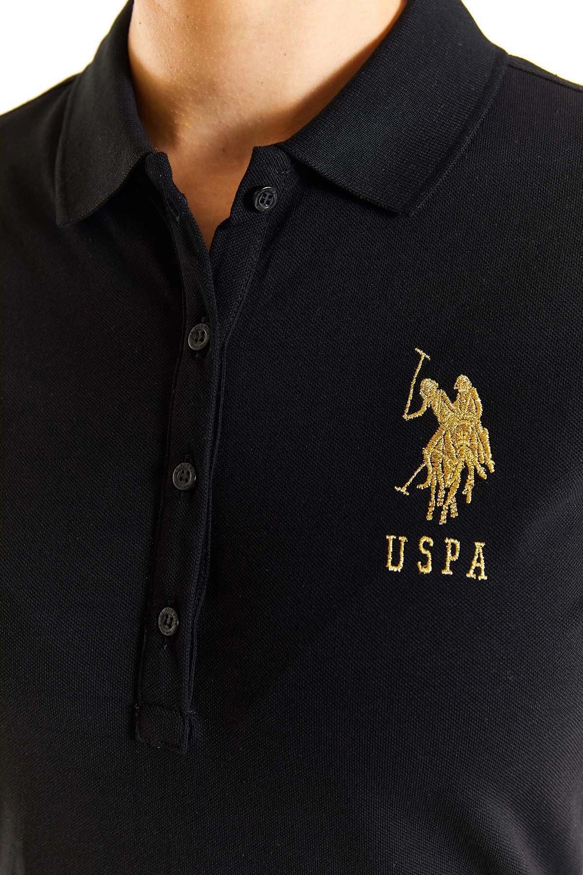 U.S. Polo Pamuklu Slim Fit Polo Yaka Bayan Elbise G082SZ0751806726 SİYAH