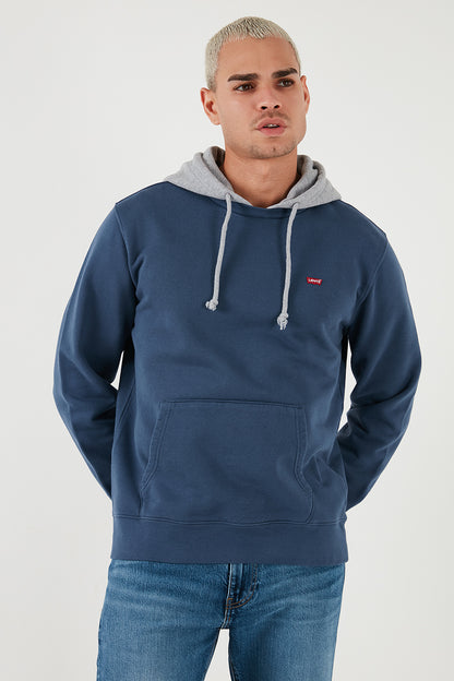 Levi's Pamuklu Regular Fit Kanguru Cepli Kapüşonlu Erkek Sweat 001TV-0001 MAVİ