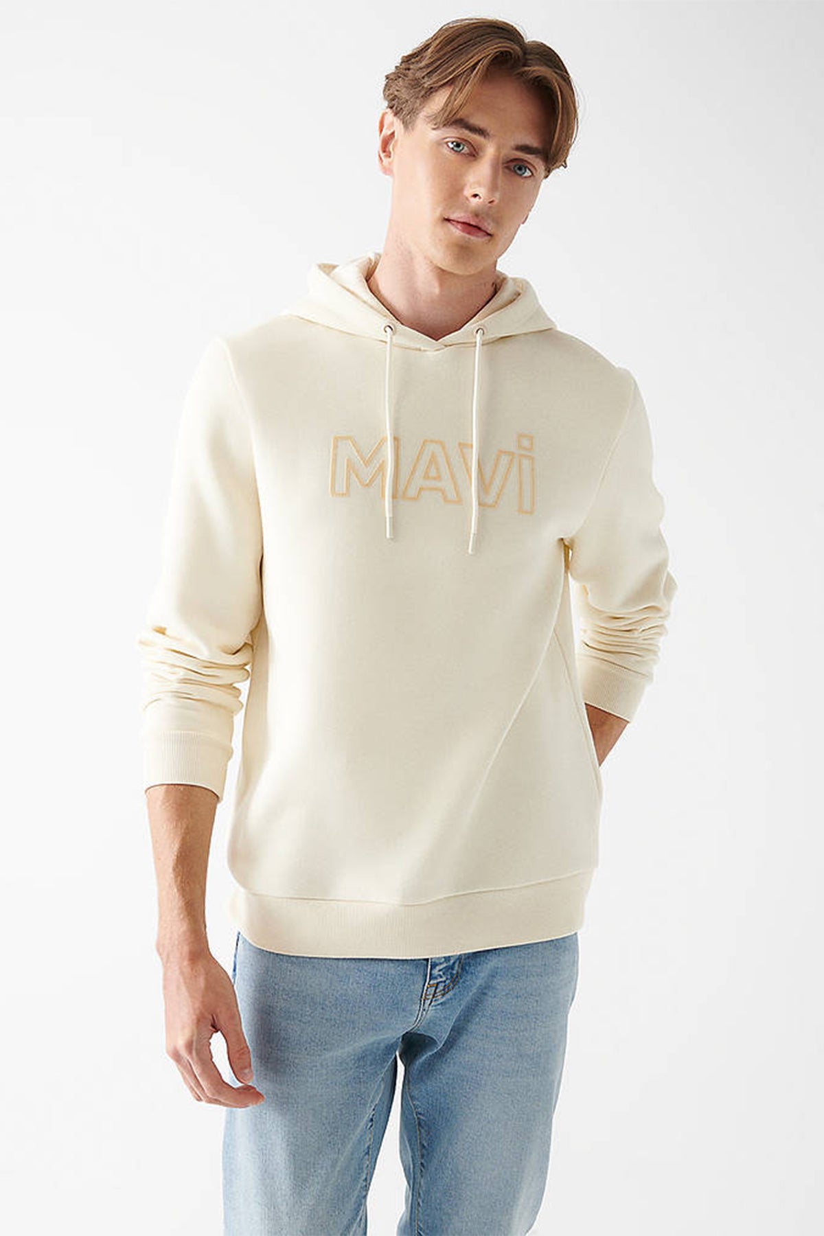 Mavi Logo Pamuklu Regular Fit Kapüşonlu Erkek Sweat 0610941-70055 AÇIK BEJ