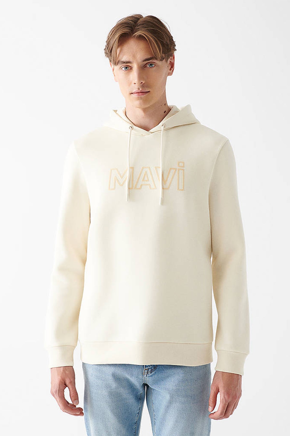 Mavi Logo Pamuklu Regular Fit Kapüşonlu Erkek Sweat 0610941-70055 AÇIK BEJ