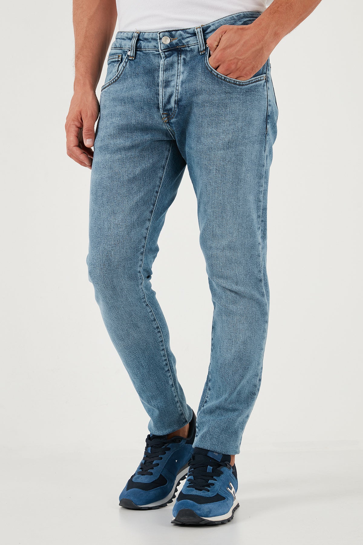 Buratti Pamuklu Normal Bel Slim Fit Dar Paça Jeans Erkek Kot Pantolon 1115S051NAPOLI MAVİ