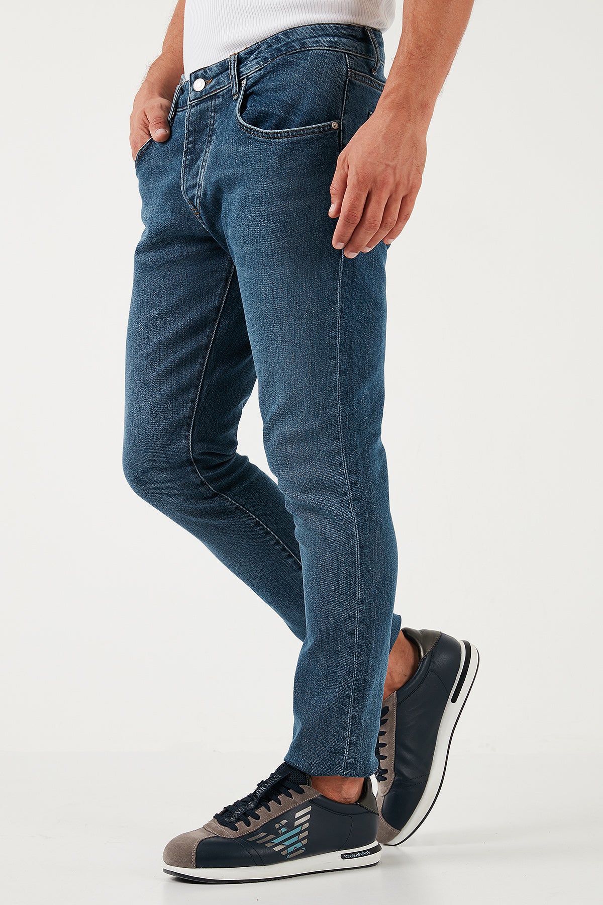 Buratti Pamuklu Normal Bel Slim Fit Dar Paça Jeans Erkek Kot Pantolon 1115S05NAPOLI LACİVERT