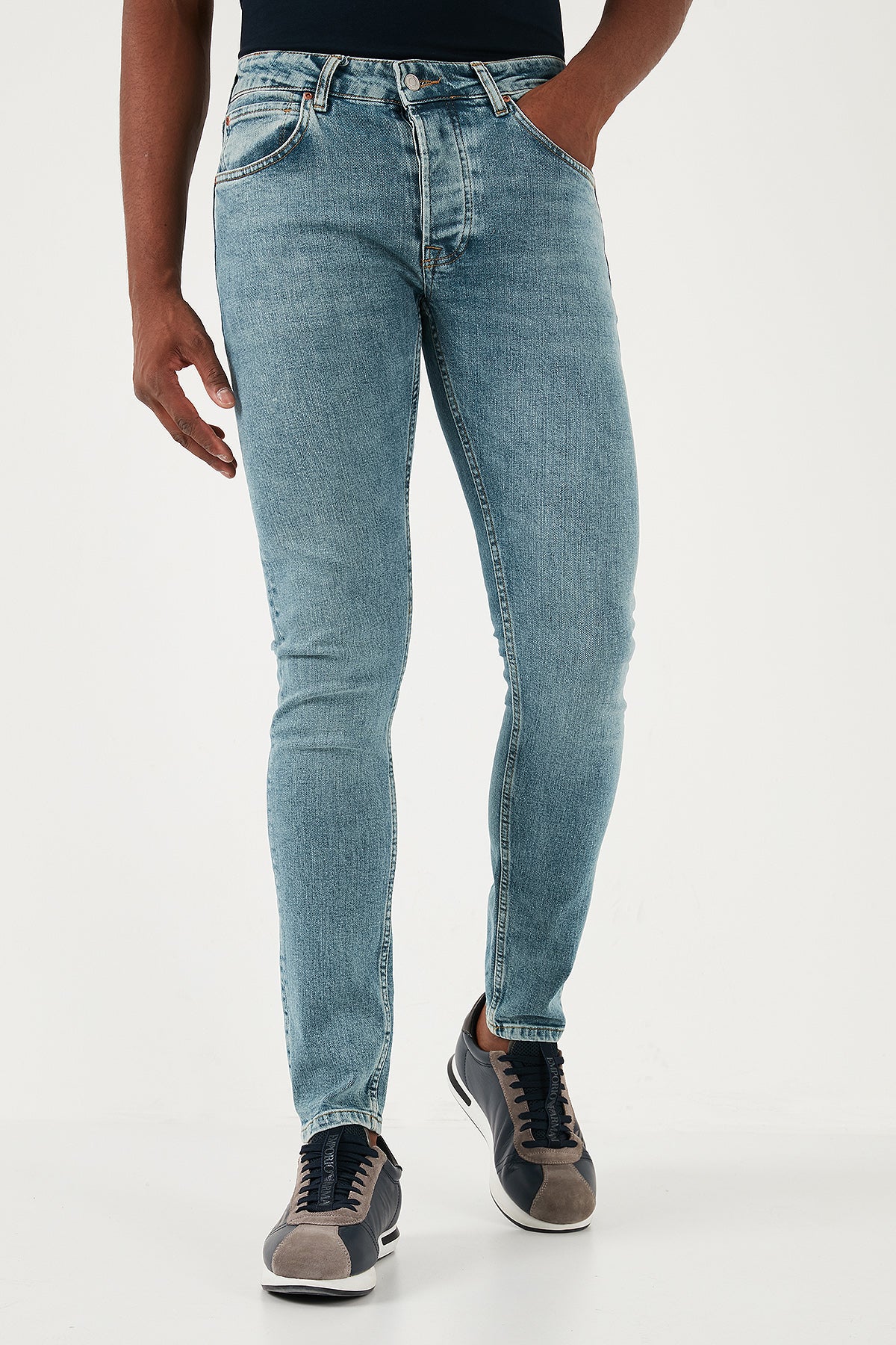 Buratti Streç Pamuklu Slim Fit Normal Bel Dar Paça Jeans Erkek Kot Pantolon 1122S08NAPOLI YEŞİL