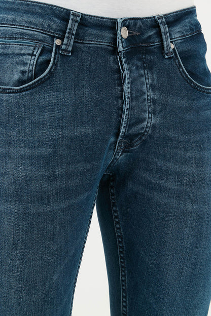 Buratti Streç Pamuklu Slim Fit Normal Bel Dar Paça Jeans Erkek Kot Pantolon 1131S12NAPOLI PETROL