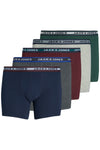 Jack & Jones Plus Jacoliver Streç Pamuklu Büyük Beden 5 Pack Erkek Boxer 12211701 Gri-Lacivert-Bordo