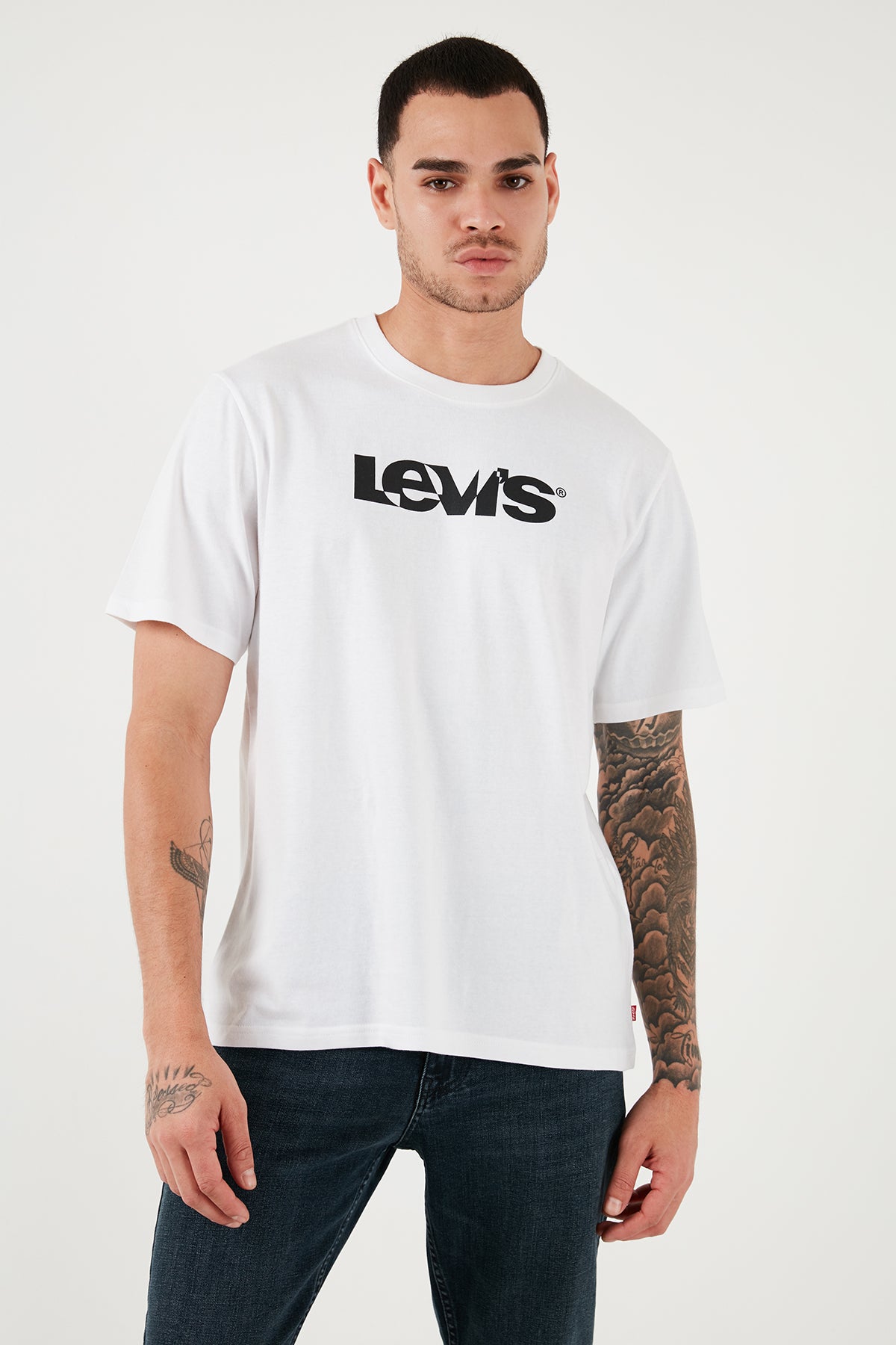 Levi's Logolu Bisiklet Yaka % 100 Pamuk Relaxed Fit Erkek T Shirt 16143-1331 BEYAZ