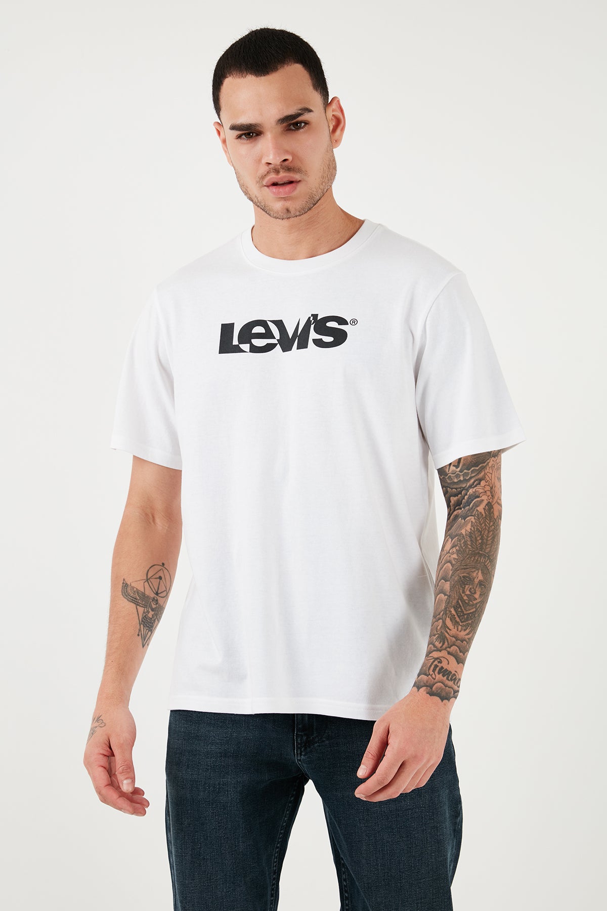 Levi's Logolu Bisiklet Yaka % 100 Pamuk Relaxed Fit Erkek T Shirt 16143-1331 BEYAZ