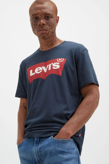 Levi's Baskılı Bisiklet Yaka % 100 Pamuk Erkek T Shirt 17783-0313 LACİVERT