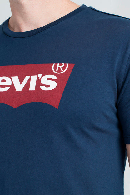 Levi's Baskılı Bisiklet Yaka % 100 Pamuk Erkek T Shirt 17783-0313 LACİVERT