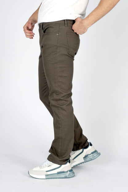 Lee Cooper Harry Streç Pamuklu Straight Fit Normal Bel Boru Paça Dokuma Erkek Pantolon 251 LCM 221001 5201 HAKİ