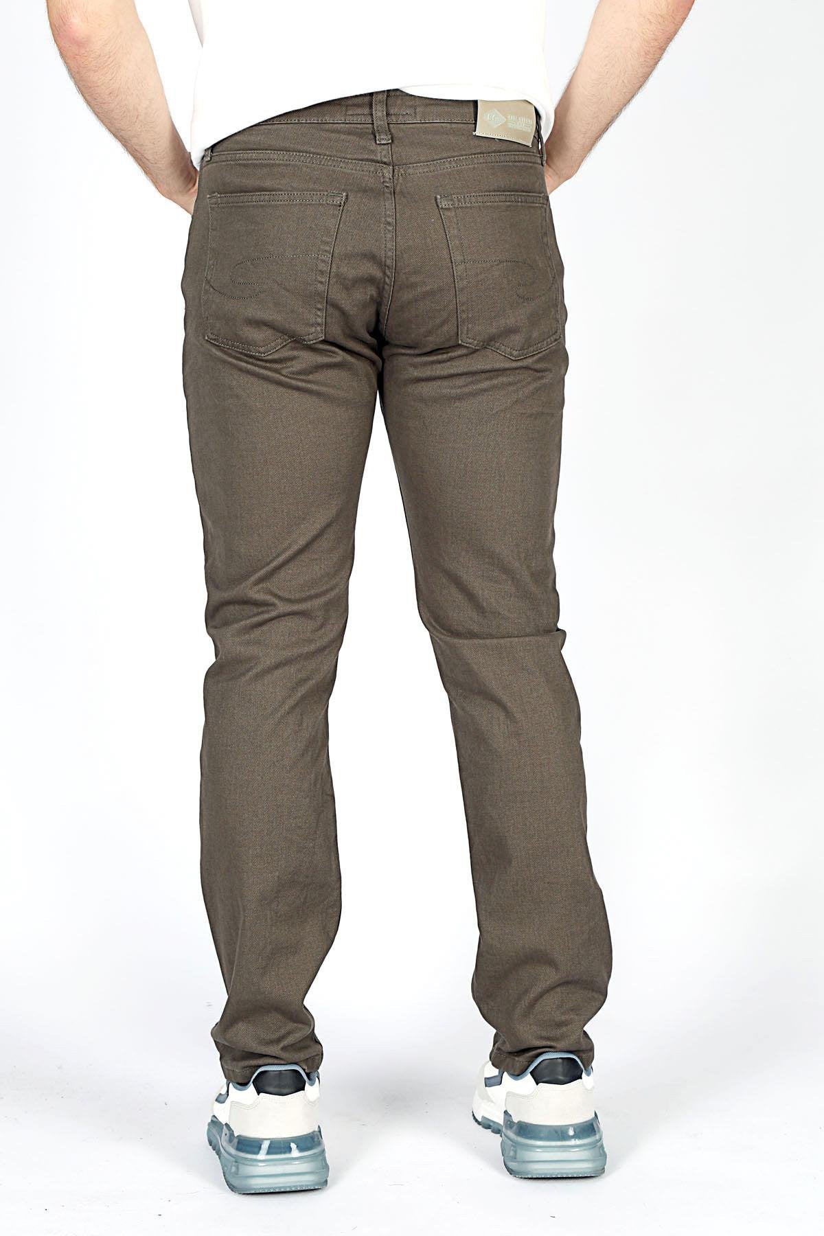 Lee Cooper Harry Streç Pamuklu Straight Fit Normal Bel Boru Paça Dokuma Erkek Pantolon 251 LCM 221001 5201 HAKİ