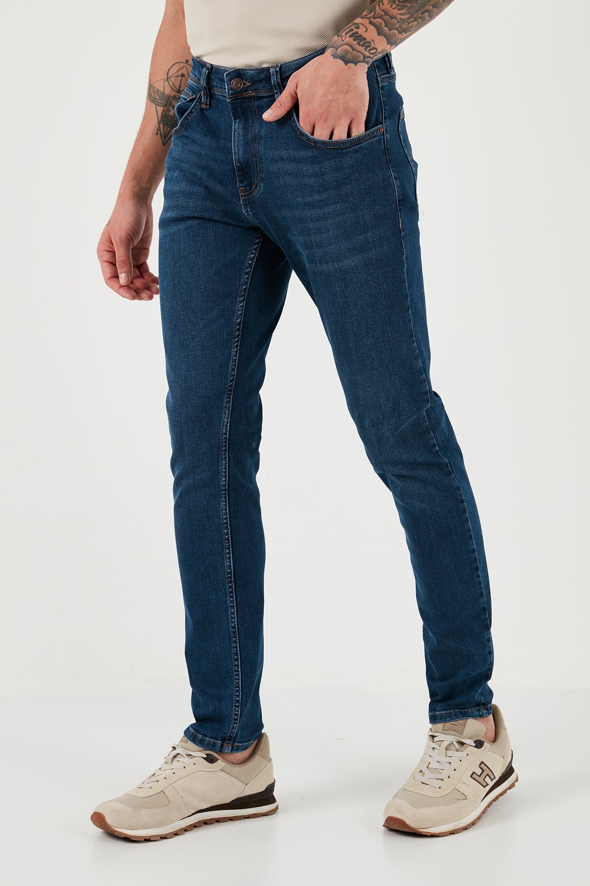 Buratti Pamuklu Yüksek Bel Slim Fit Dar Paça Jeans Erkek Kot Pantolon 3300J107TOKYO LACİVERT