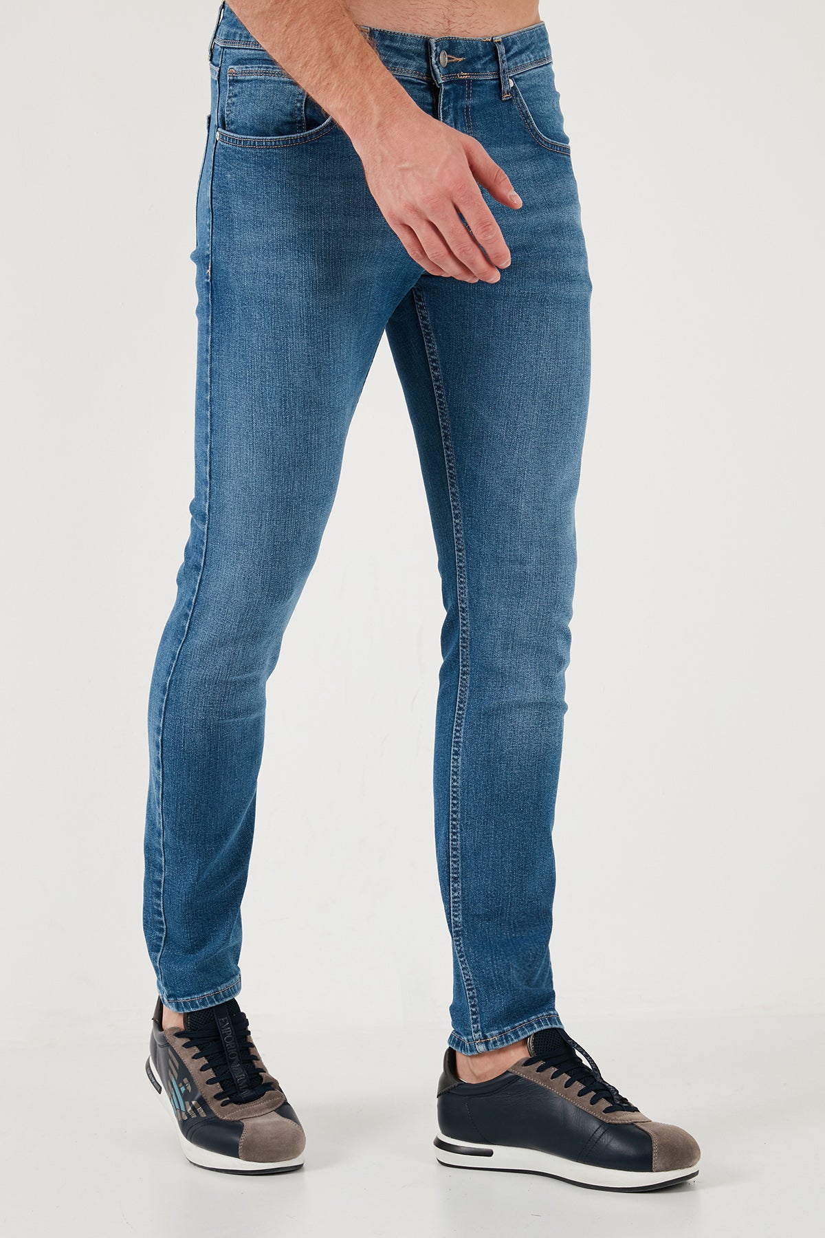 Buratti Streç Pamuklu Slim Fit Normal Bel Boru Paça Jeans Erkek Kot Pantolon 3300S18TOKYO MAVİ