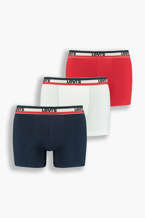 Levi's Streç Pamuklu 3 Pack Erkek Boxer 37149-0543 Kırmızı-Lacivert-Beyaz