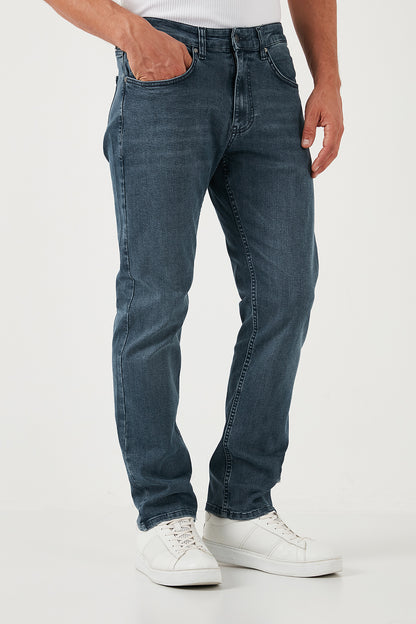 Buratti Pamuklu Yüksek Bel Comfort Fit Boru Paça Jeans Erkek Kot Pantolon 4400S02TEXAS MAVİ