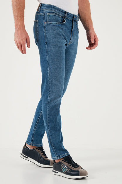 Buratti Streç Pamuklu Comfort Fit Yüksek Bel Boru Paça Jeans Erkek Kot Pantolon 4400S18TEXAS MAVİ