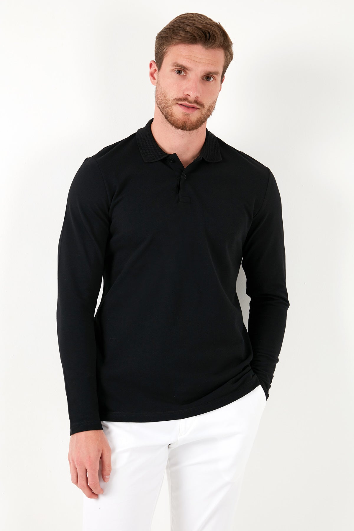 Buratti % 100 Pamuk Slim Fit Polo Yaka Erkek Sweat 5905707 SİYAH